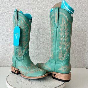 NEW Lane Saratoga Womens Square Toe Cowboy Boots 5.5 Turquoise Western Cowgirl